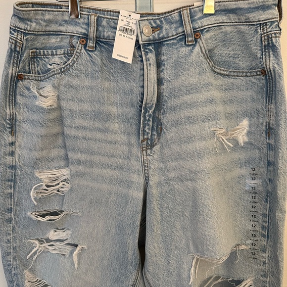 American Eagle Ripped Mom Jean - Blow Out Blue - 12 | XLong | NWT - Picture 2 of 6